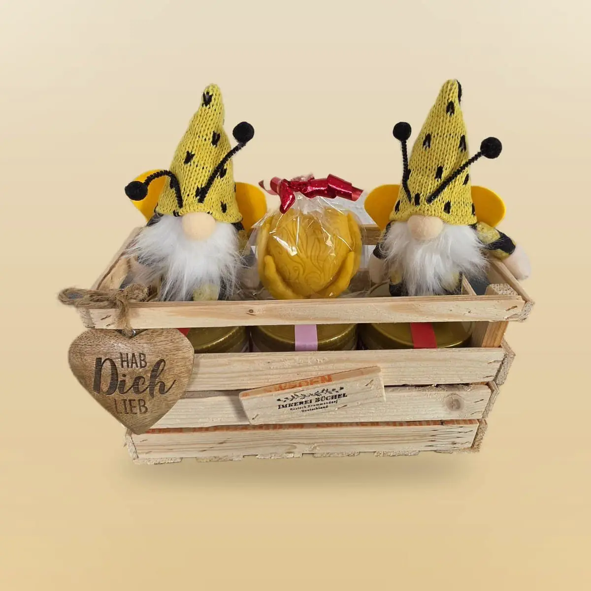 Honig-Trio mit Wichtel-Paar – Honig-Geschenkkiste